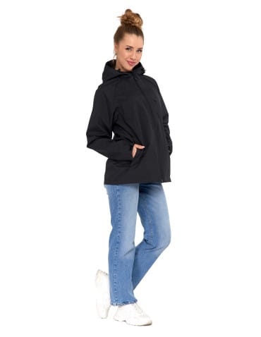 Kurtki i kamizelki - Wiatrówka z kapturem wodoodporna unisex CZARNY - produkt 17