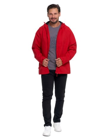 Kurtki i kamizelki - Wiatrówka z kapturem wodoodporna unisex CZERWONY - produkt 5