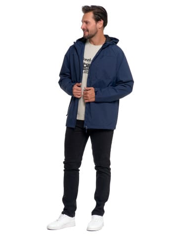 Kurtki i kamizelki - Wiatrówka z kapturem wodoodporna unisex GRANATOWY - produkt 6