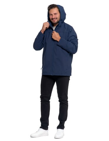 Kurtki i kamizelki - Wiatrówka z kapturem wodoodporna unisex GRANATOWY - produkt 11