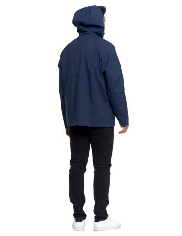 Kurtki i kamizelki - Wiatrówka z kapturem wodoodporna unisex GRANATOWY - produkt 12