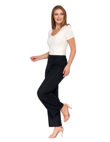 Spodnie damskie - Eleganckie spodnie damskie z prostą nogawką CZARNY - produkt 3