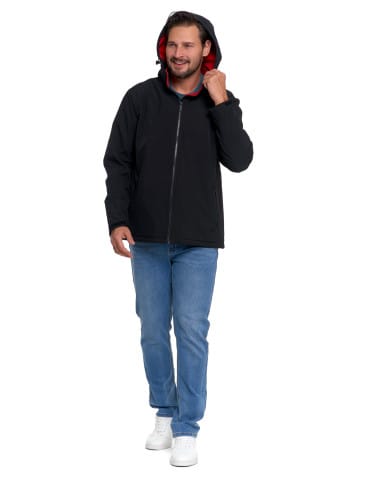 Kurtki i kamizelki - Kurtka męska softshell wodoodporna z odpinanym kapturem CZARNY - produkt 6