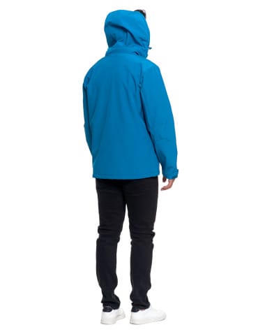 Kurtki i kamizelki - Kurtka męska softshell wodoodporna z odpinanym kapturem NIEBIESKI - produkt 10