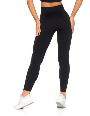 Legginsy damskie - Legginsy damskie bezszwowe z wysokim stanem sportowe CZARNY - produkt 7