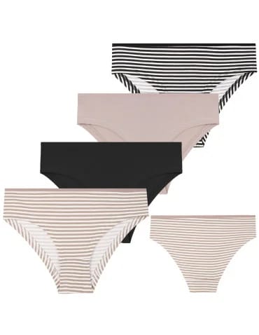Damskie majtki figi bikini w paski i jednolite 4-pak