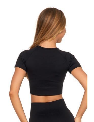 Koszulki i T-shirty - Sportowy top damski z krótkim rękawem CZARNY - produkt 2