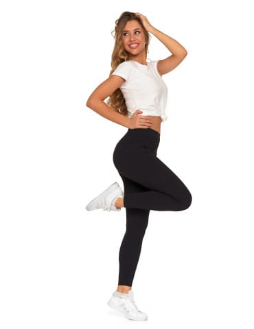 Legginsy damskie - Legginsy damskie z wysokim stanem funkcyjne CZARNY - produkt 5