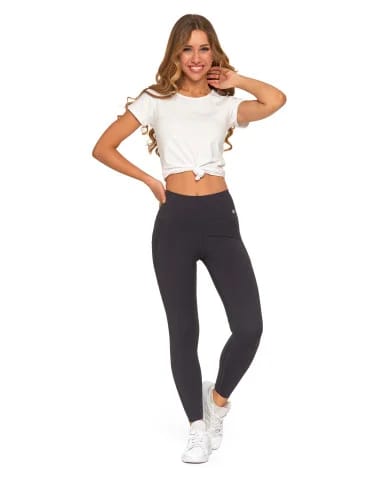 Legginsy damskie z wysokim stanem funkcyjne - GRAFIT