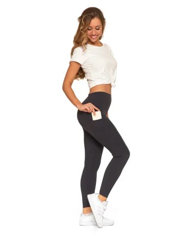 Legginsy damskie z wysokim stanem funkcyjne - GRAFIT - produkt 2