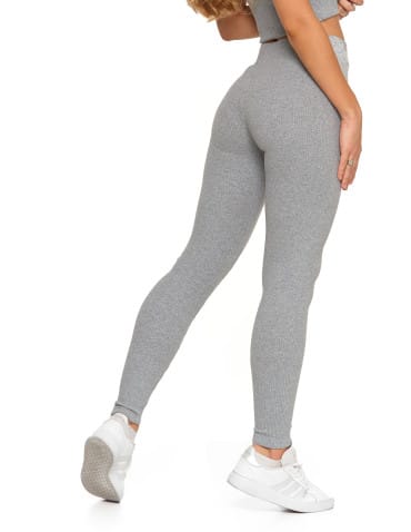 Legginsy damskie - Legginsy damskie bawełniane z szeroką gumą w pasie SZARY - produkt 12