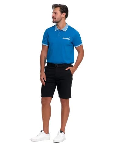 Męskie szorty chino spodenki z paskiem - CZARNY - produkt 2
