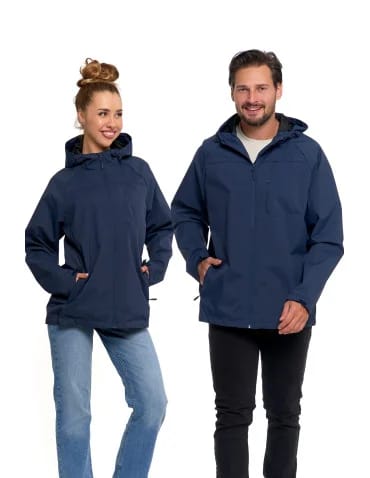 Wiatrówka z kapturem wodoodporna unisex - GRANATOWY
