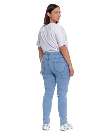 Spodnie damskie - Damskie spodnie skinny jeansowe rurki NIEBIESKI - produkt 11