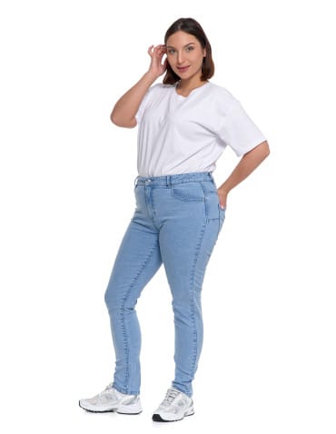 Spodnie damskie - Damskie spodnie skinny jeansowe rurki NIEBIESKI - produkt 12
