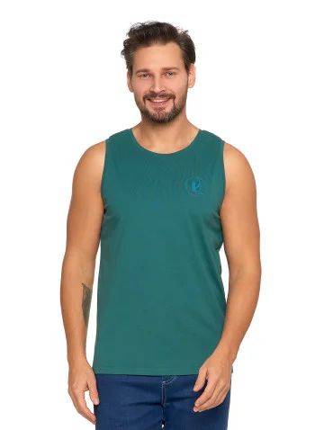 Koszulki i Tank Topy - Koszulka męska bez rękawów bawełniana tank top z nadrukiem TURKUSOWY - produkt 1