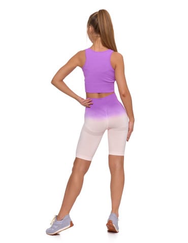 Legginsy damskie - Legginsy bezszwowe damskie kolarki push-up RÓŻOWY - produkt 4