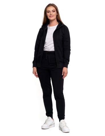 Bluzy damskie - Bluza damska dresowa z kapturem i zamkiem CZARNY - produkt 2