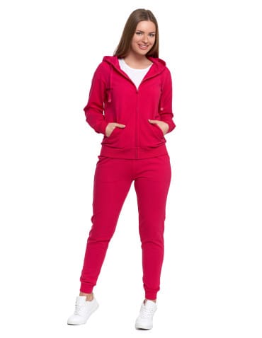 Bluzy damskie - Bluza damska dresowa z kapturem i zamkiem RÓŻOWY - produkt 6