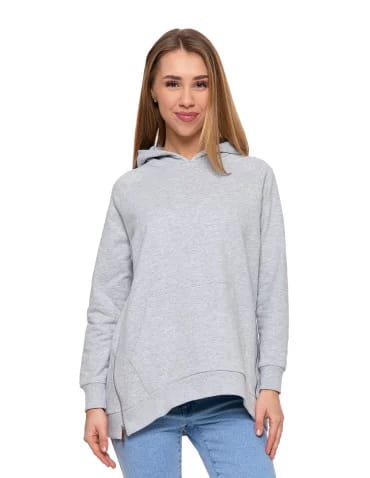 Bluza damska dresowa oversize z kapturem - SZARY  - produkt 2
