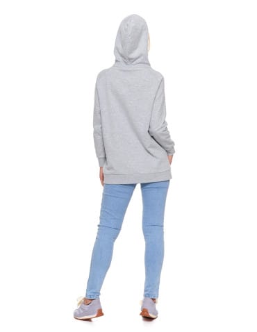 Bluzy damskie - Bluza damska dresowa oversize z kapturem SZARY - produkt 6