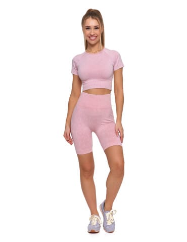 Koszulki i T-shirty - Sportowy top damski z krótkim rękawem RÓŻOWY - produkt 5
