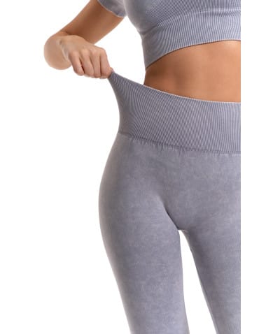 Legginsy damskie - Legginsy damskie bezszwowe z wysokim stanem sportowe SZARY - produkt 6