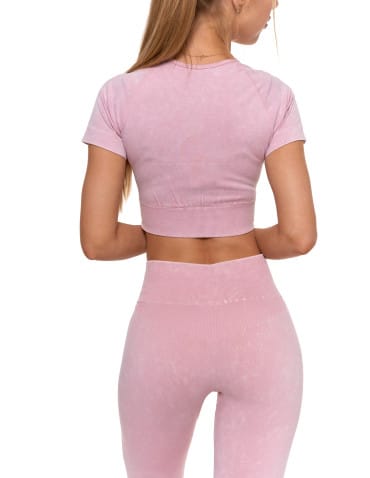 Legginsy damskie - Legginsy damskie bezszwowe z wysokim stanem sportowe RÓŻOWY - produkt 7