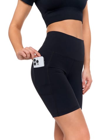 Legginsy damskie - Legginsy kolarki damskie sportowe z kieszeniami CZARNY - produkt 8