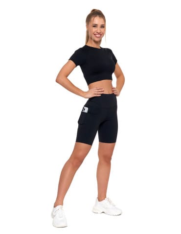Legginsy damskie - Legginsy kolarki damskie sportowe z kieszeniami CZARNY - produkt 9