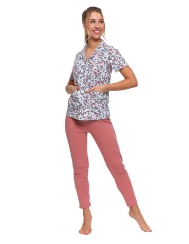 Piżama damska bawełniana rozpinana krótki rękaw Plus Size - produkt 2