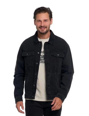 Kurtki i kamizelki - Męska kurtka jeansowa katana CZARNY - produkt 1