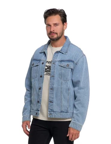 Kurtki i kamizelki - Męska kurtka jeansowa katana NIEBIESKI - produkt 1
