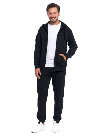 Bluzy męskie - Męska bluza dresowa z kapturem rozpinana CZARNY - produkt 3