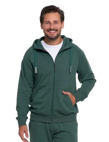 Bluzy męskie - Męska bluza dresowa z kapturem rozpinana ZIELONY - produkt 1