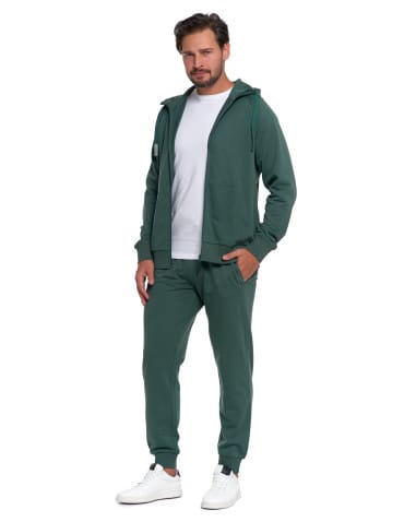 Bluzy męskie - Męska bluza dresowa z kapturem rozpinana ZIELONY - produkt 2