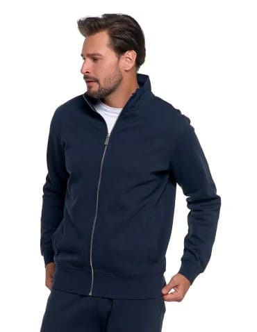 Bluzy męskie - Męska bluza dresowa ze stójką i zamkiem GRANATOWY - produkt 1