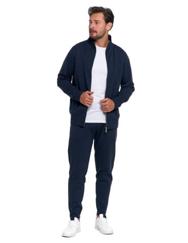 Bluzy męskie - Męska bluza dresowa ze stójką i zamkiem GRANATOWY - produkt 2