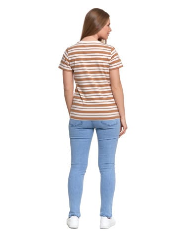 Koszulki i T-shirty - T-shirt damski bawełniany w paski BRĄZOWY - produkt 3