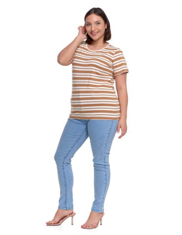 Koszulki i T-shirty - T-shirt damski bawełniany w paski BRĄZOWY - produkt 8