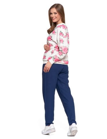 Bluzy damskie - Bluza dresowa damska z kwiatowym nadrukiem BIAŁY - produkt 5
