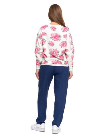 Bluzy damskie - Bluza dresowa damska z kwiatowym nadrukiem BIAŁY - produkt 7