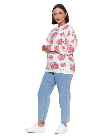 Bluzy damskie - Bluza dresowa damska z kwiatowym nadrukiem BIAŁY - produkt 9