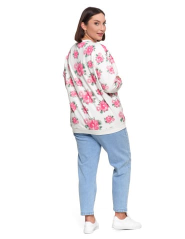 Bluzy damskie - Bluza dresowa damska z kwiatowym nadrukiem BIAŁY - produkt 10