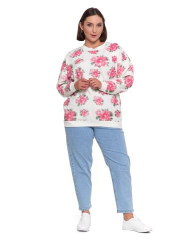 Bluzy damskie - Bluza dresowa damska z kwiatowym nadrukiem BIAŁY - produkt 11