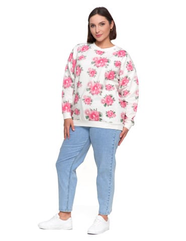 Bluzy damskie - Bluza dresowa damska z kwiatowym nadrukiem BIAŁY - produkt 12