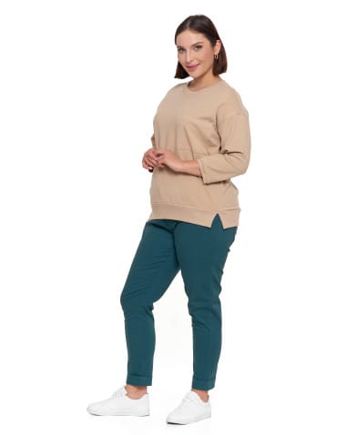 Bluzy damskie - Bluza damska z kieszonką o luźnym kroju BEŻOWY - produkt 8