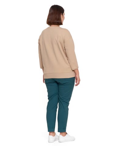 Bluzy damskie - Bluza damska z kieszonką o luźnym kroju BEŻOWY - produkt 9