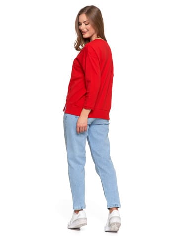 Bluzy damskie - Bluza damska z kieszonką o luźnym kroju CZERWONY - produkt 3