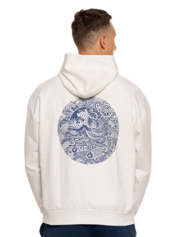 Bluzy męskie - Męska bluza dresowa z kapturem i nadrukiem na plecach BIAŁY - produkt 2